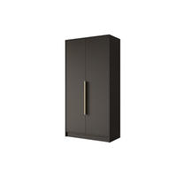 KLEIDERSCHRANK - PORTO - 102 - Schwarz - Goldfarben/Schwarz, Holzwerkstoff (102/200/51cm) - ALTDECOR