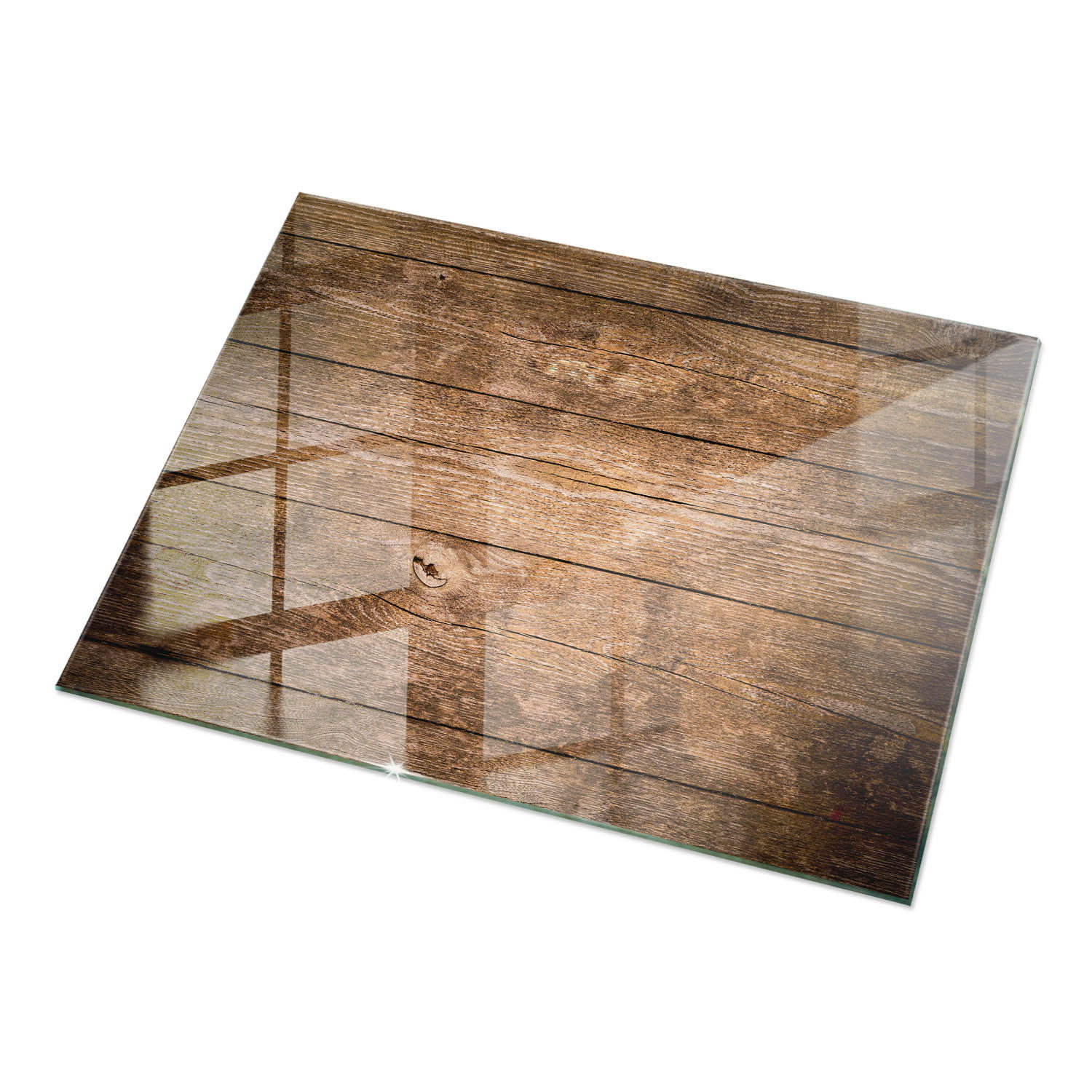 TISCHPLATTE 120x80 cm Holzstruktur Bretterdesign - Dunkelbraun, Glas (120/80/0.4cm) - TULUP