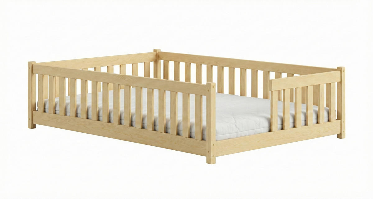 BODENBETT 140x200 cm in Natur - Naturfarben, Holz (140/200cm) - Kids Collective