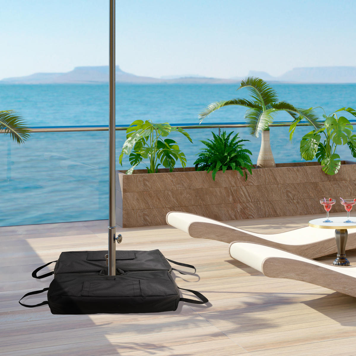 SONNENSCHIRMSTÄNDER Schirmständer Sandsack 2 x Polyestertasche befüllbar 50 kg - Schwarz, Kunststoff (25/50cm) - Outsunny