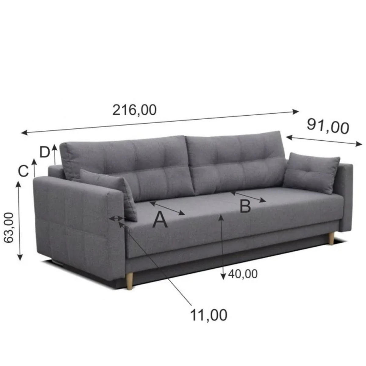 SCHLAFSOFA LEMA, Sofa mit Schlaffunktion und Bettkasten, Farbe: Blau, Veloursstoff - Blau, Textil (216/85/91cm) - Sepro Meble