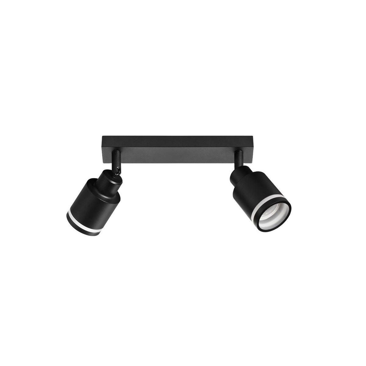 STRAHLER Saarbrücken 2-flammig 30/5/15.7 cm - Schwarz, Metall (30/5/15.7cm) - Nettlife