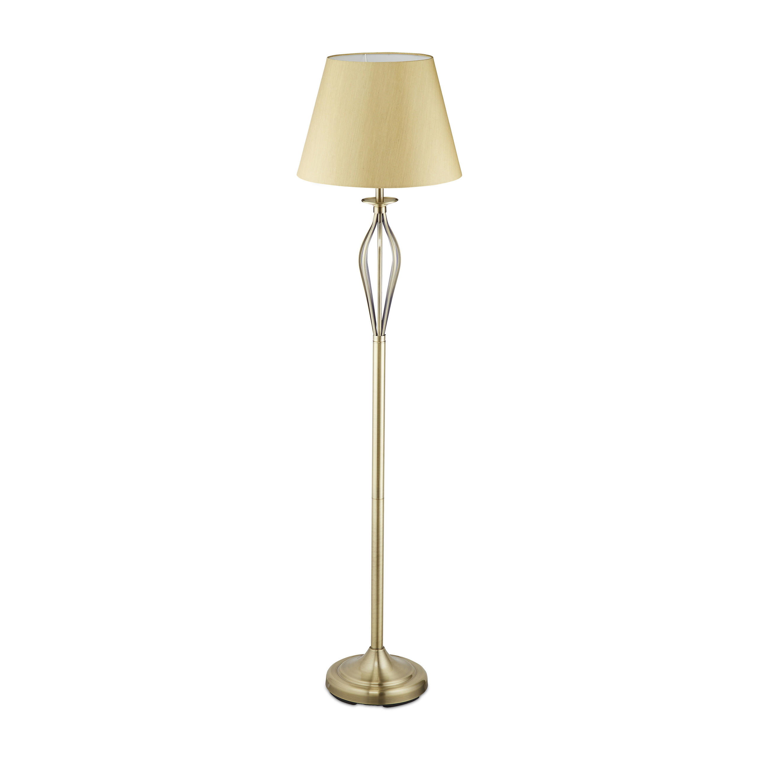 Relaxdays STOJACÍ LAMPA Zlatá antický vzhled látkové stínidlo E27