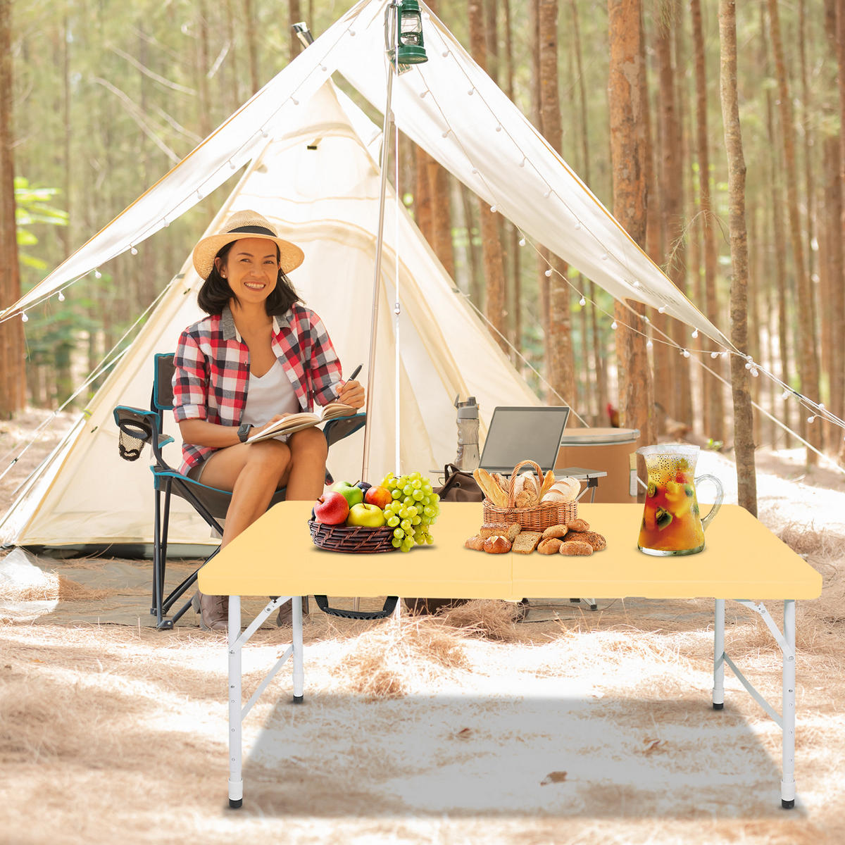 KLAPPTISCH 125 cm Hellgelb - Hellgelb, Kunststoff (125/61/74cm) - ComfortXL