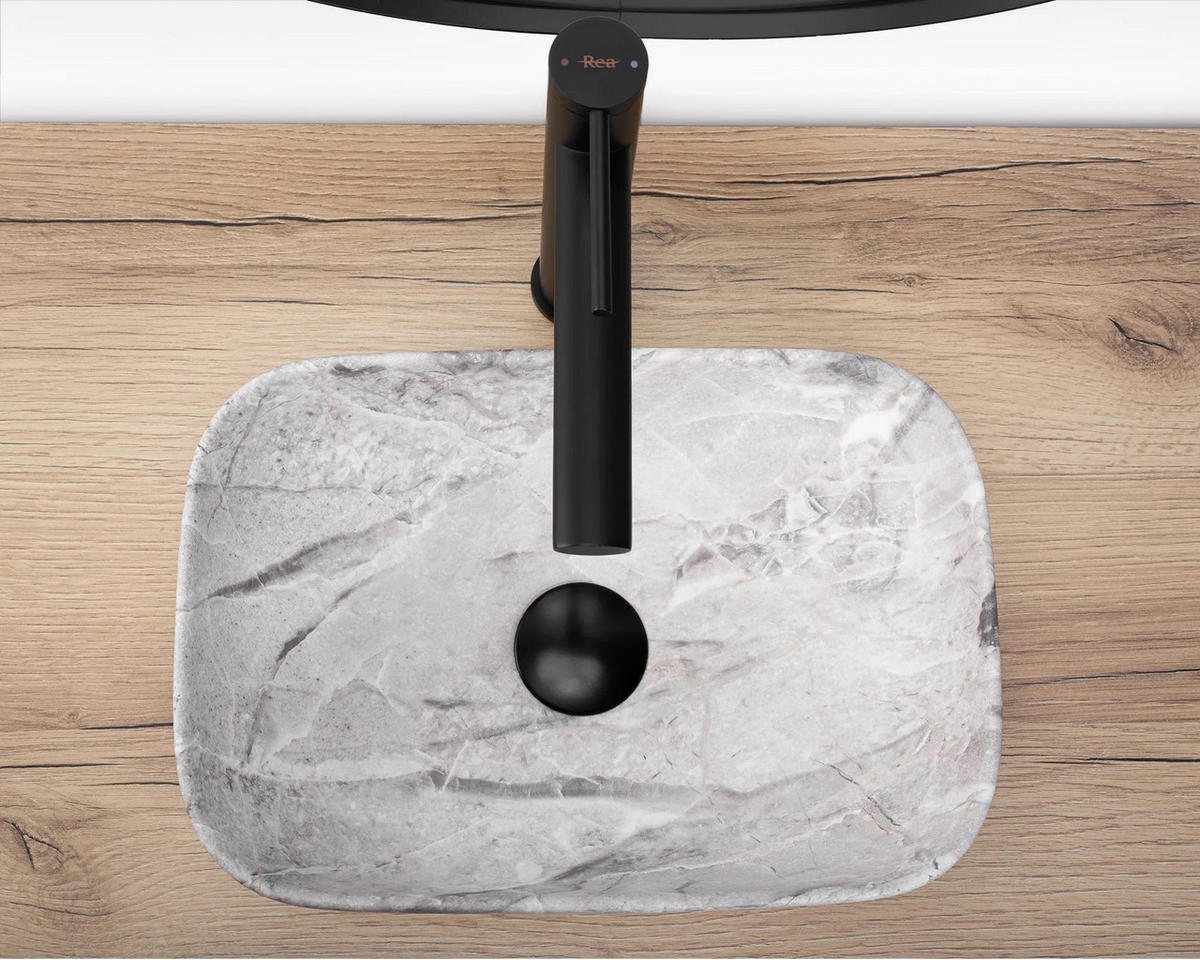 AUFSATZWASCHBECKEN Rea Belinda Mini Stone Matt - Beige, Keramik (25/11.5/36cm) - REA