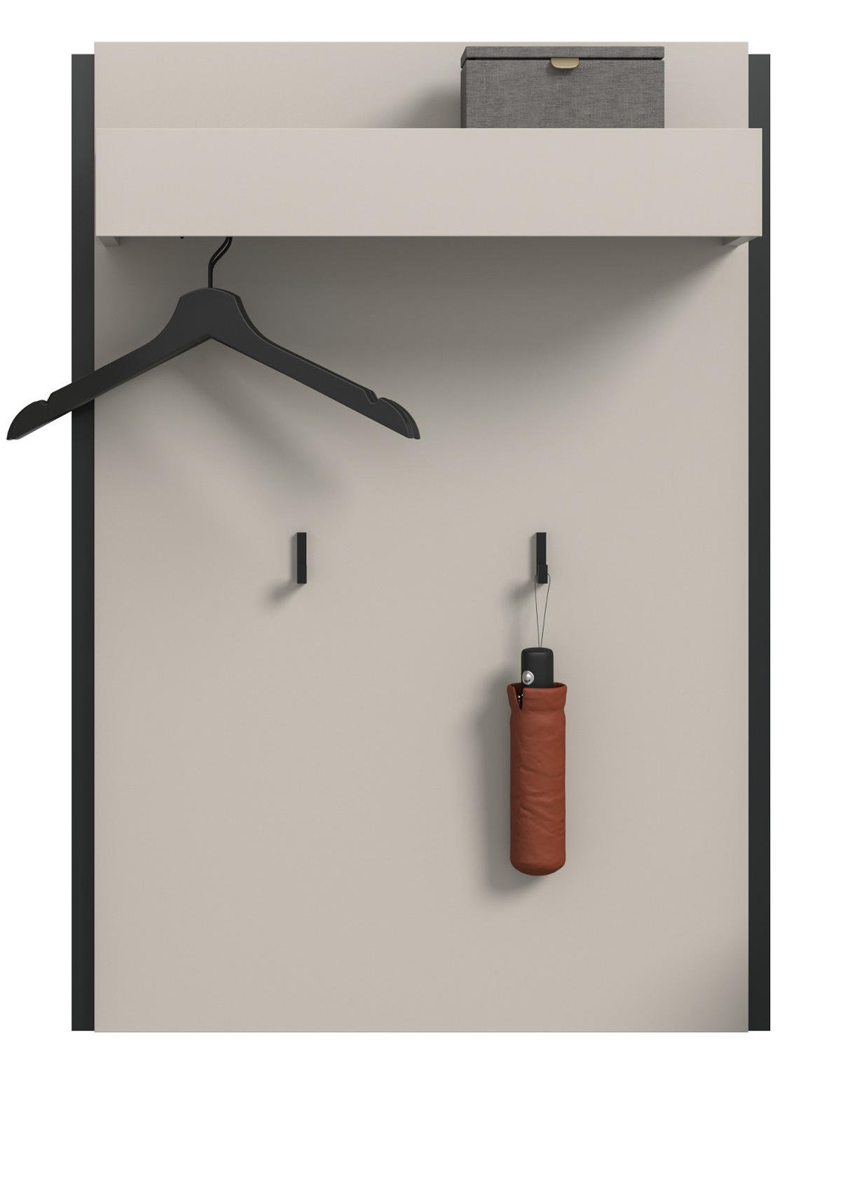 GARDEROBENPANEEL Kaschmir 75 x 106 cm, Wandgarderobe mit Kleiderstange - Kaschmir/Schwarz, Holzwerkstoff (75/106/30cm) - Inn.Furn
