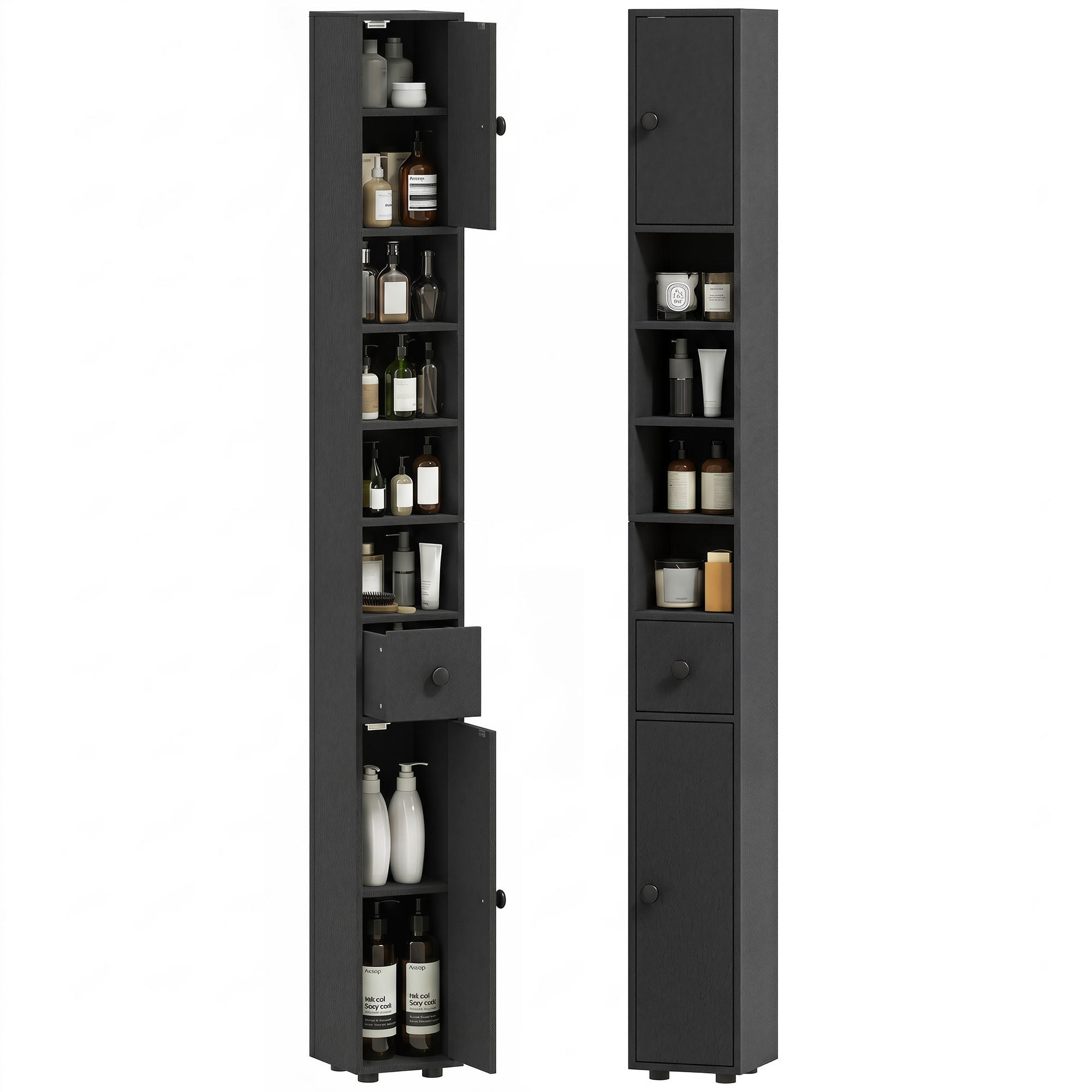 XXXLutz Mehrzweckschrank Schwarz 20x180x20 cm