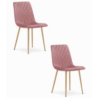 ESSZIMMERSTUHL 2-er Set TURIN rosa Sitz, Beine in Holzfarbe - Pink/Eichefarben, Textil (44.5/88.5/53cm) - Valora