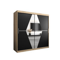 SCHWEBETÜRENSCHRANK 200/200/62 2-türig - Silberfarben/Schwarz, Holz/Kunststoff (200/200/62cm) - Abiks Möbel