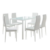 ESSTISCH-SET Grand Weiß 120 x 75 cm mit 6 Stühlen - Weiß, Metall (120/70/75cm) - Vicco