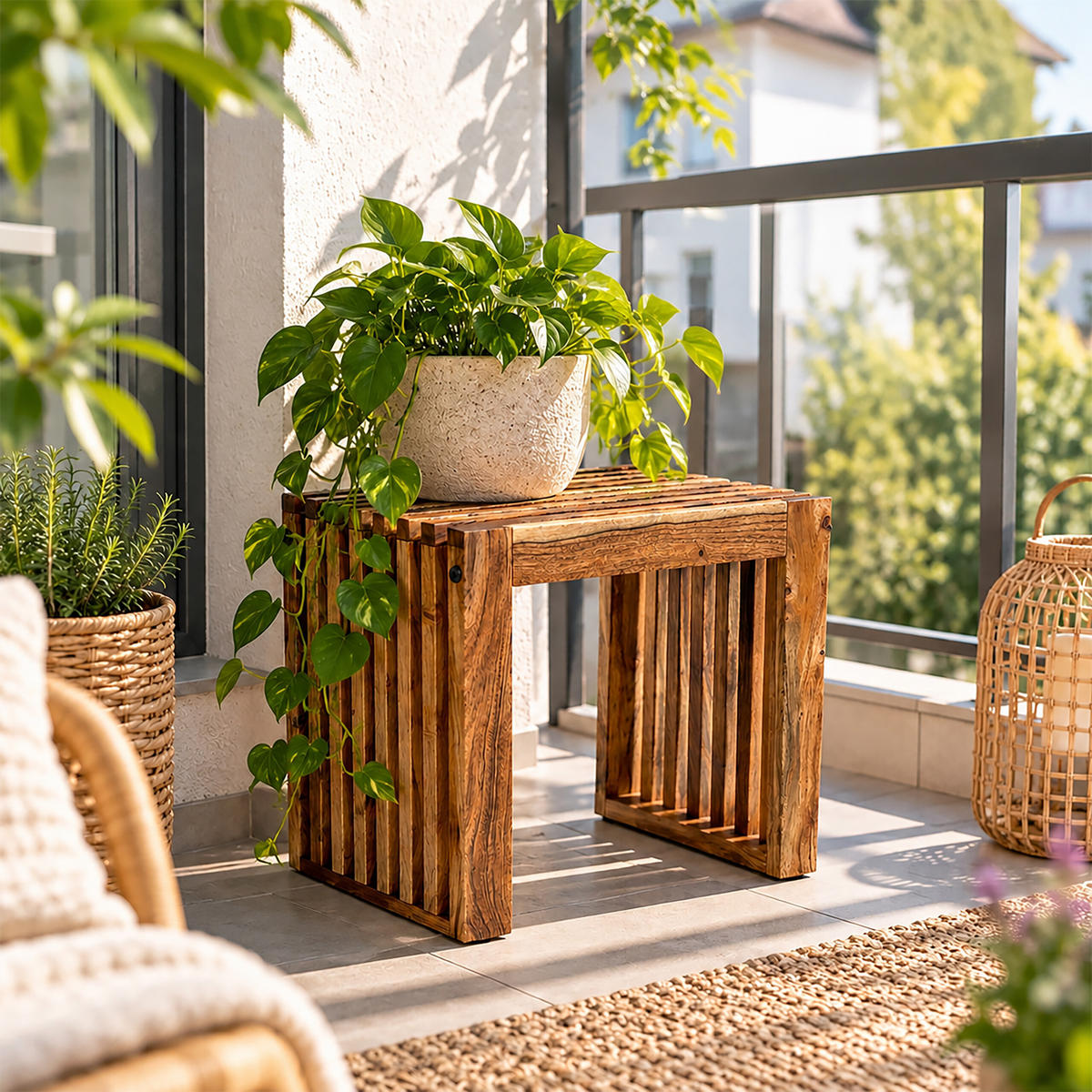 SITZBANK Natur Akazienholz geölt XL 90 cm - Braun, Holz (90/43/33cm) - Relaxdays