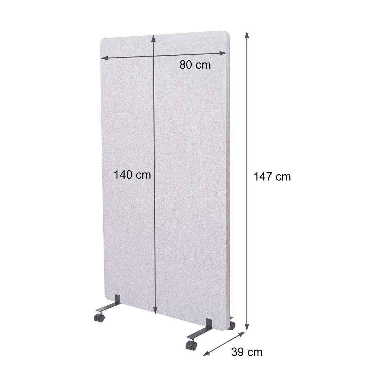 AKKUSTIK-TRENNWAND HxBxT 147x80x39cm doppelwandig rollbar Stoff Braun-Grau - Graubraun, Textil (39/80/147cm) - PROREGAL