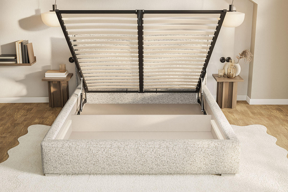 POLSTERBETT 200x200 Zenito mit Kissen-Kopfteil, Bettkasten, Dunkelgrau - Dunkelgrau, Holz/Textil (200/200cm) - Emporius