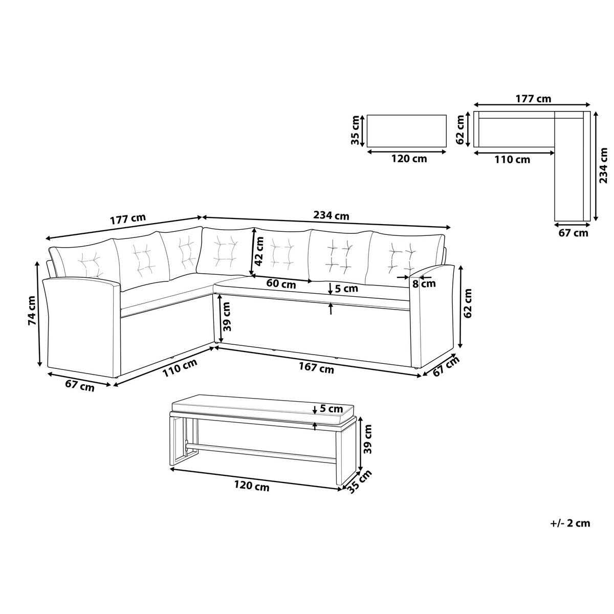 GARTEN-ECKSOFA 8-Sitzer Polyrattan Grau Viterbo - Hellgrau/Grau, Kunststoff - Beliani