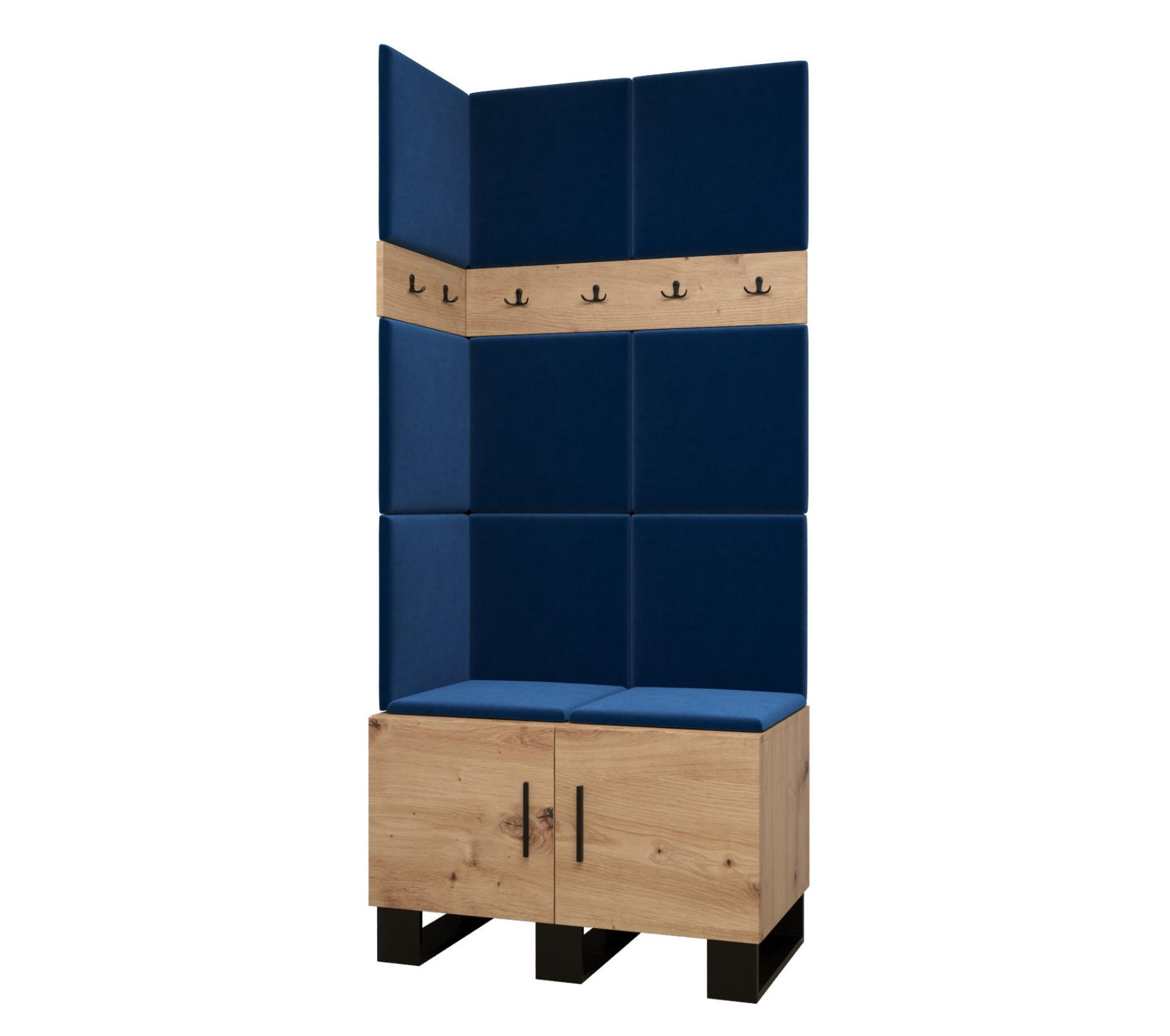 GARDEROBEN-SET 196/84/45,6 - Schwarz/Eiche Artisan, Holz/Kunststoff (84/196/45.6cm) - Abiks Möbel