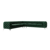 ECKSOFA Chesterfield Laura Flasche Grün Samt - Smaragdgrün/Silberfarben, Holz/Textil (323/323cm) - S-Style Möbel