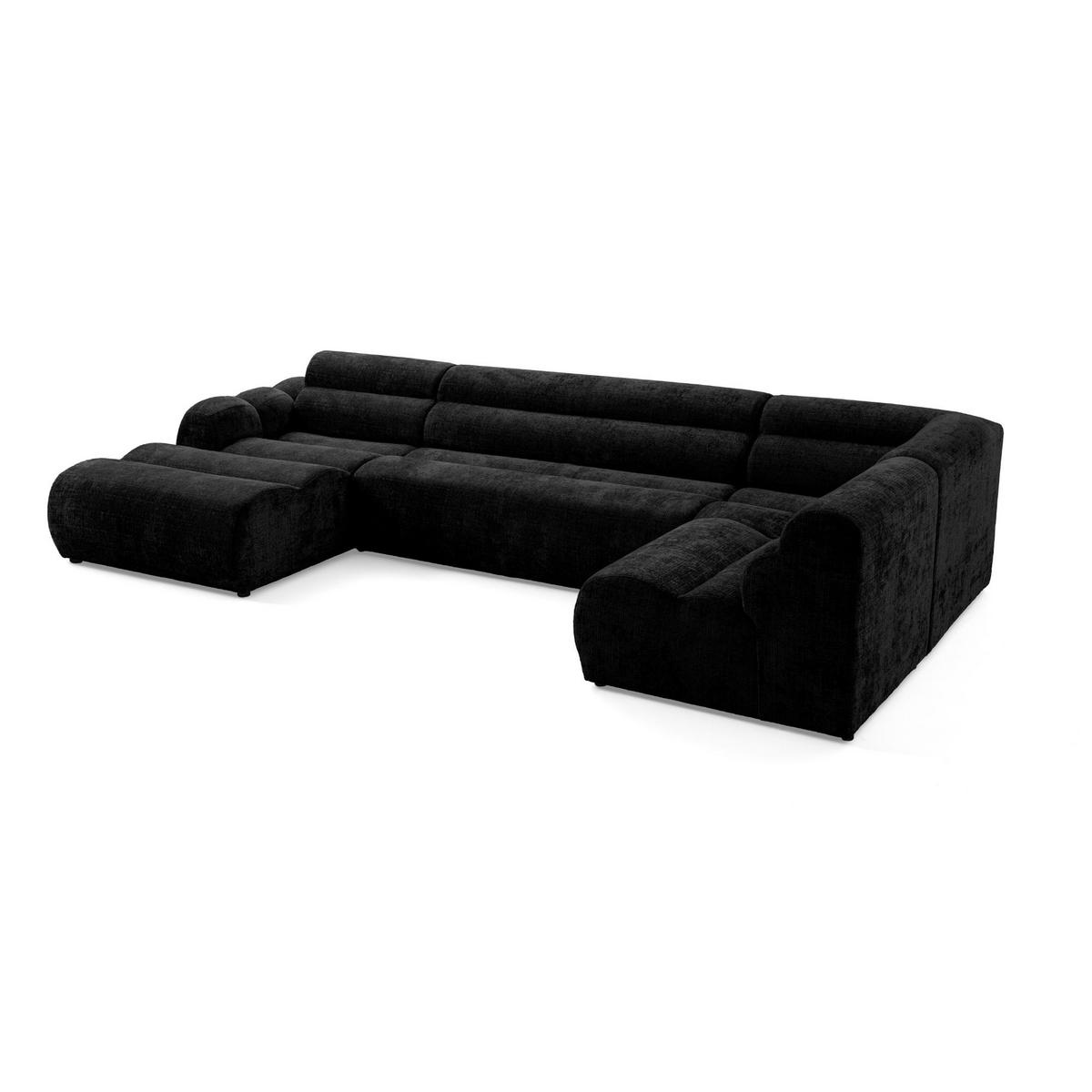6-SITZER modulares Wohnlandschaft U XXL VEER SET 5 Rechts, 368 x 175 cm, Chenille Webstoff Anthrazit - Anthrazit/Schwarz, Holz/Kunststoff (175/75/368cm) - Muffo