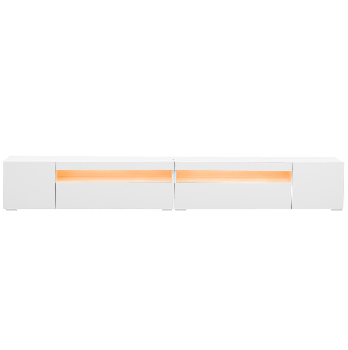 TV ormarić 240/38,5/35,5 cm bijeli od MDF-a s promjenjivom LED rasvjetom - bijela, drvni materijal (240/35.5/38.5cm) - OKWISH