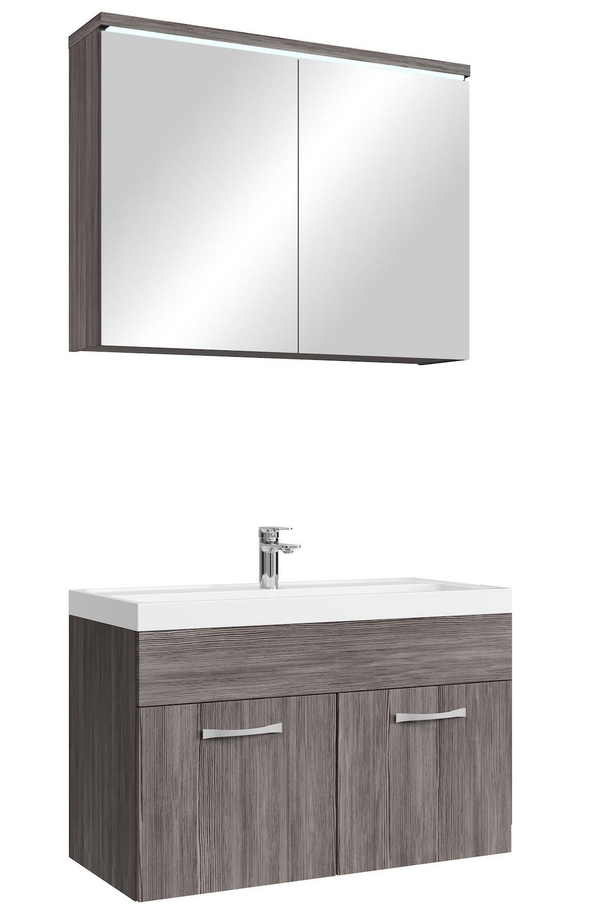 BADMÖBEL-SET Paso 3 Teile Grau Eiche - 80 x 35 x 55 cm - Eichefarben/Grau, Holz (80/55/40cm) - Badplaats