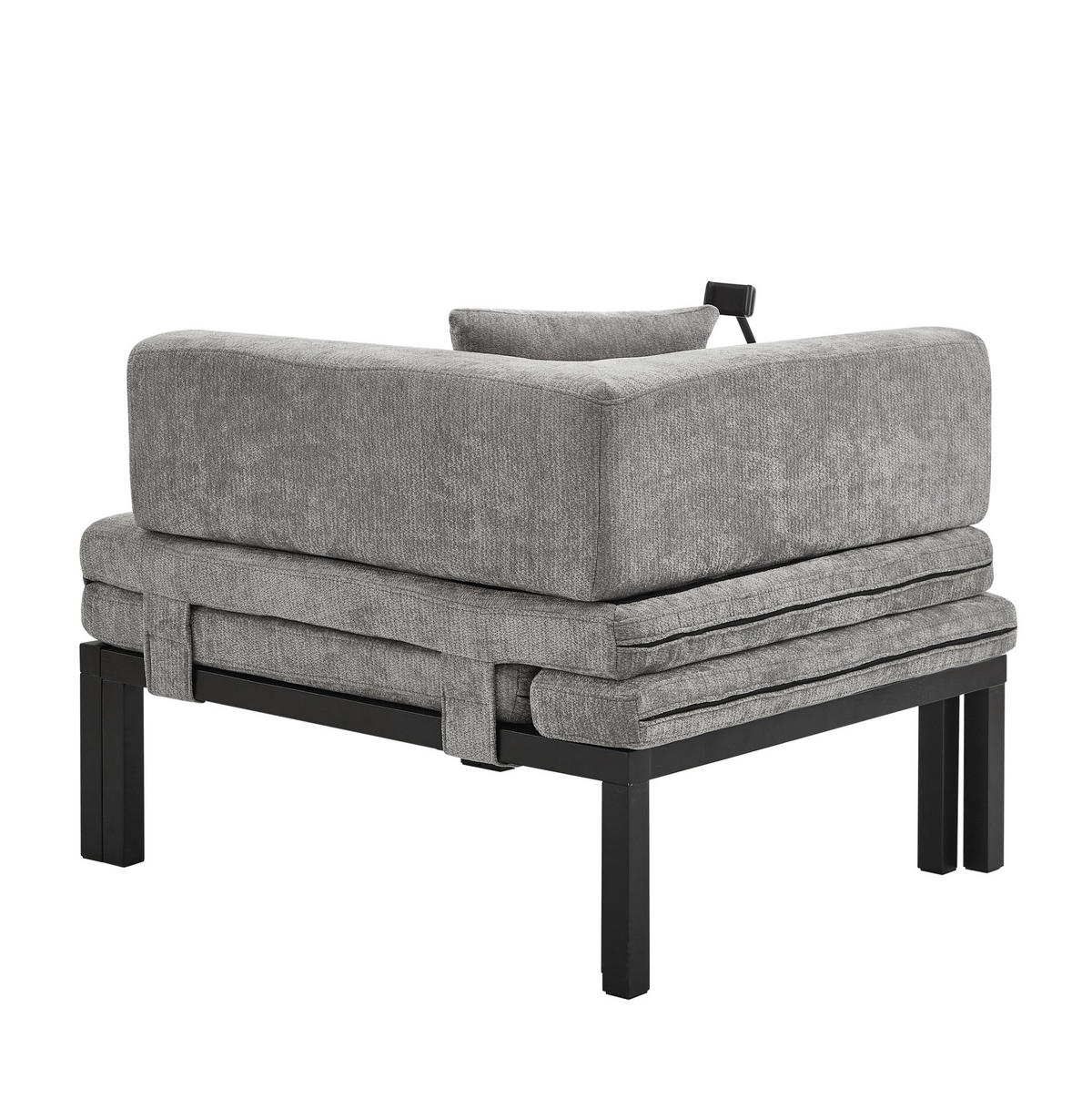 SCHLAFSOFA aus Samt Hellgrau mit ausziehbarer Einzelfunktion und klappbarem, platzsparendem Design - Hellgrau, Textil (176/64/81cm) - Modfu