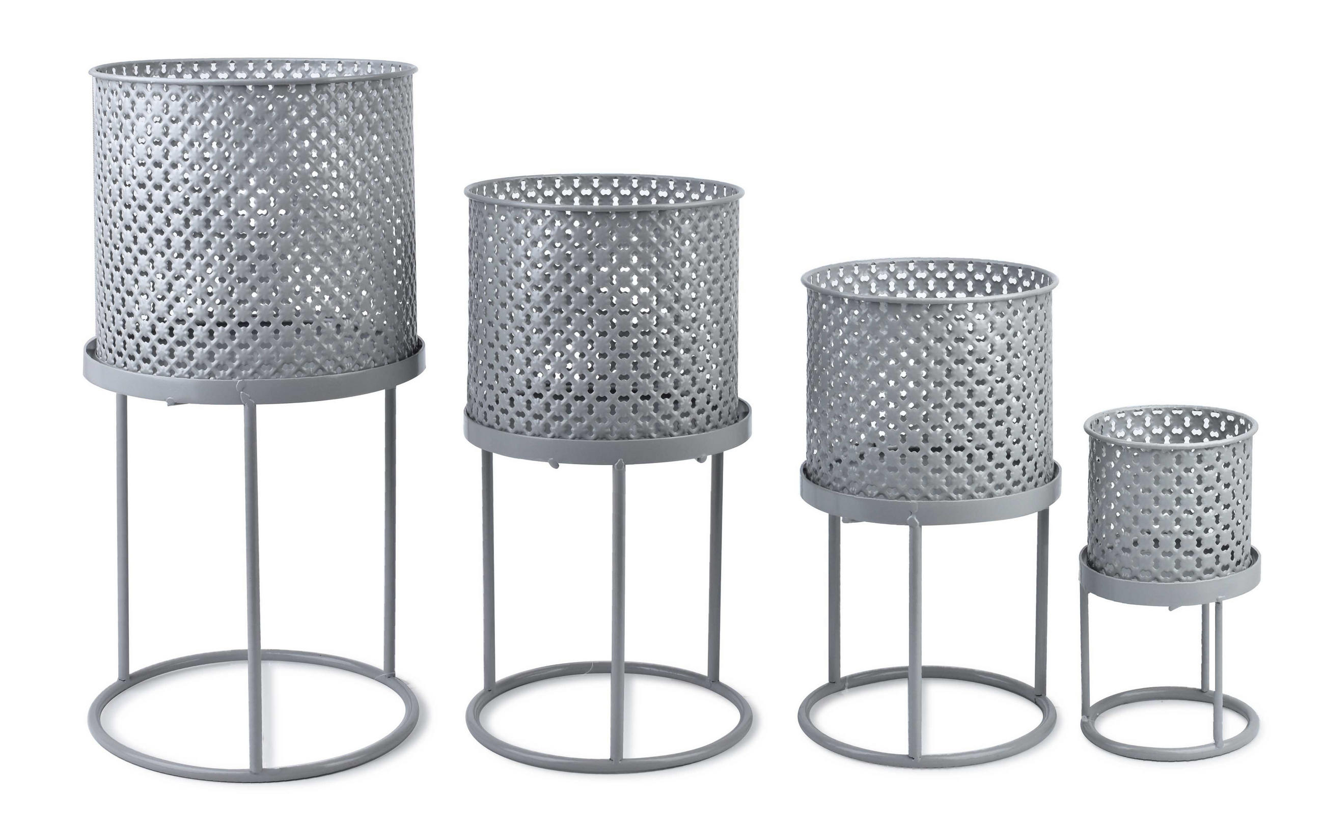 BLUMENTÖPFEN Swen Grau 25/23/46 cm Metall - Grau, Metall (3/46cm) - Mondex