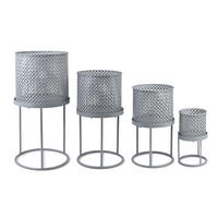 BLUMENTÖPFEN Swen Grau 25/23/46 cm Metall - Grau, Metall (3/46cm) - Mondex