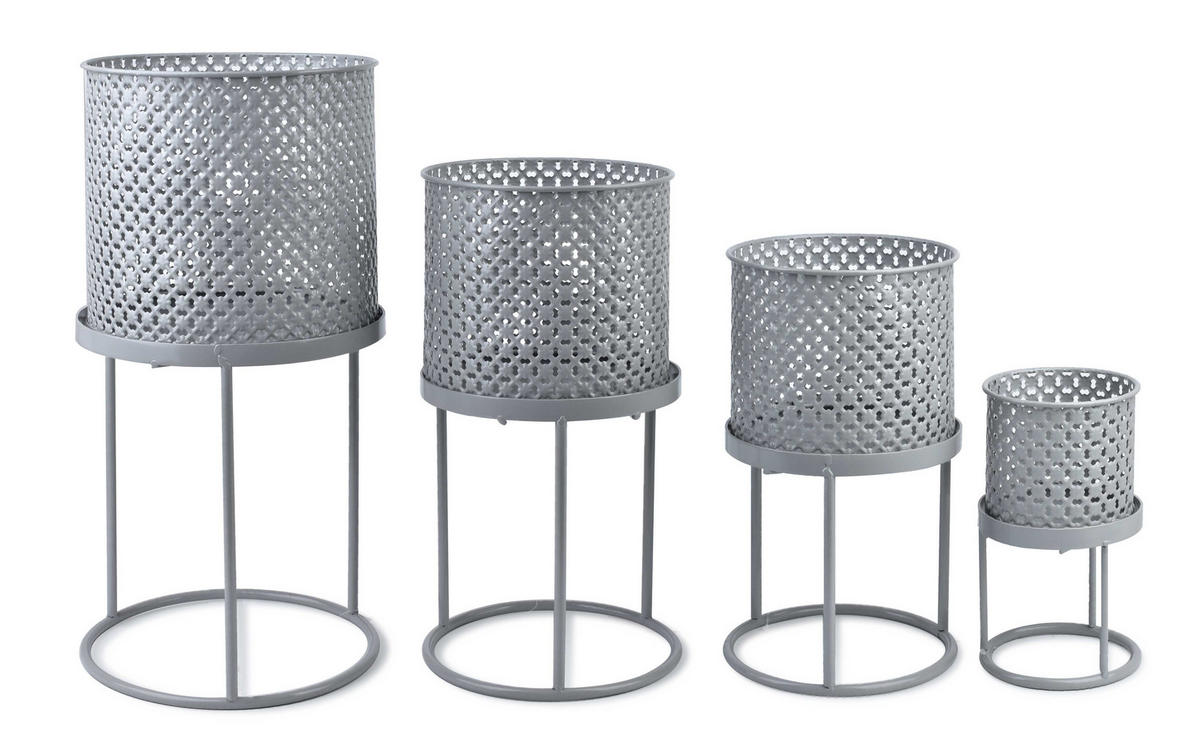 BLUMENTÖPFEN Swen Grau 25/23/46 cm Metall - Grau, Metall (3/46cm) - Mondex