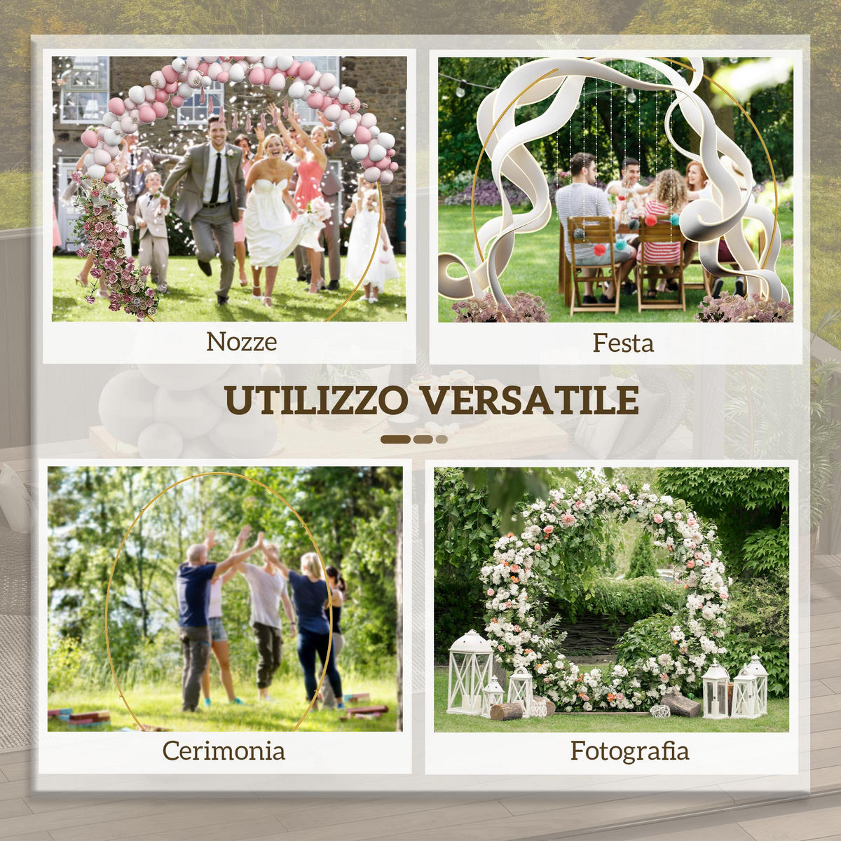 GARTENBOGEN,STAHL Hochzeit Ballon Kletterpflanzen,gold - Goldfarben, Metall (12/26/85cm) - Vallsero