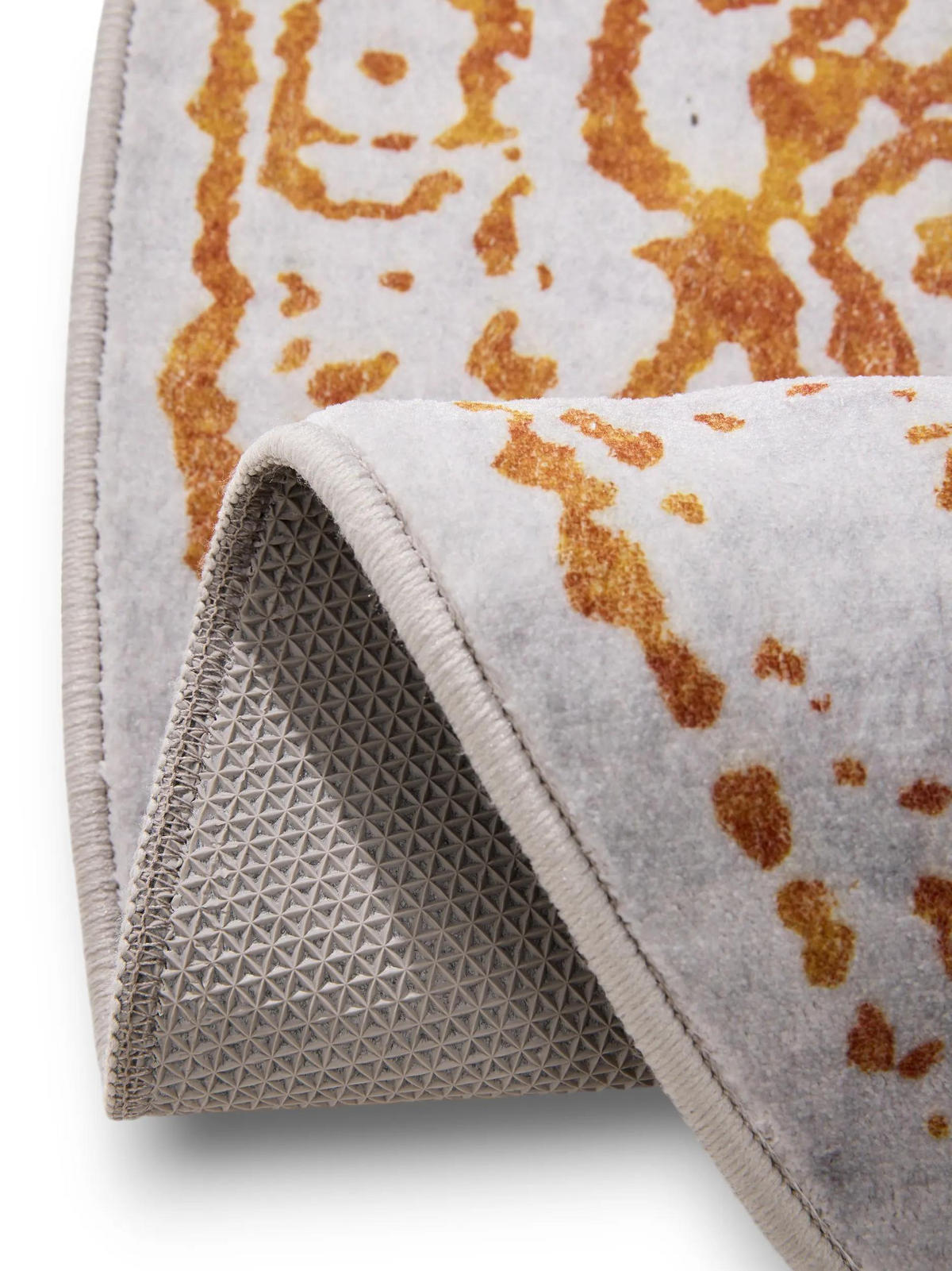 VINTAGE-TEPPICH Miray waschbar ø 160 cm rund - Orange/Grau, Kunststoff (160/160cm) - benuta Nest