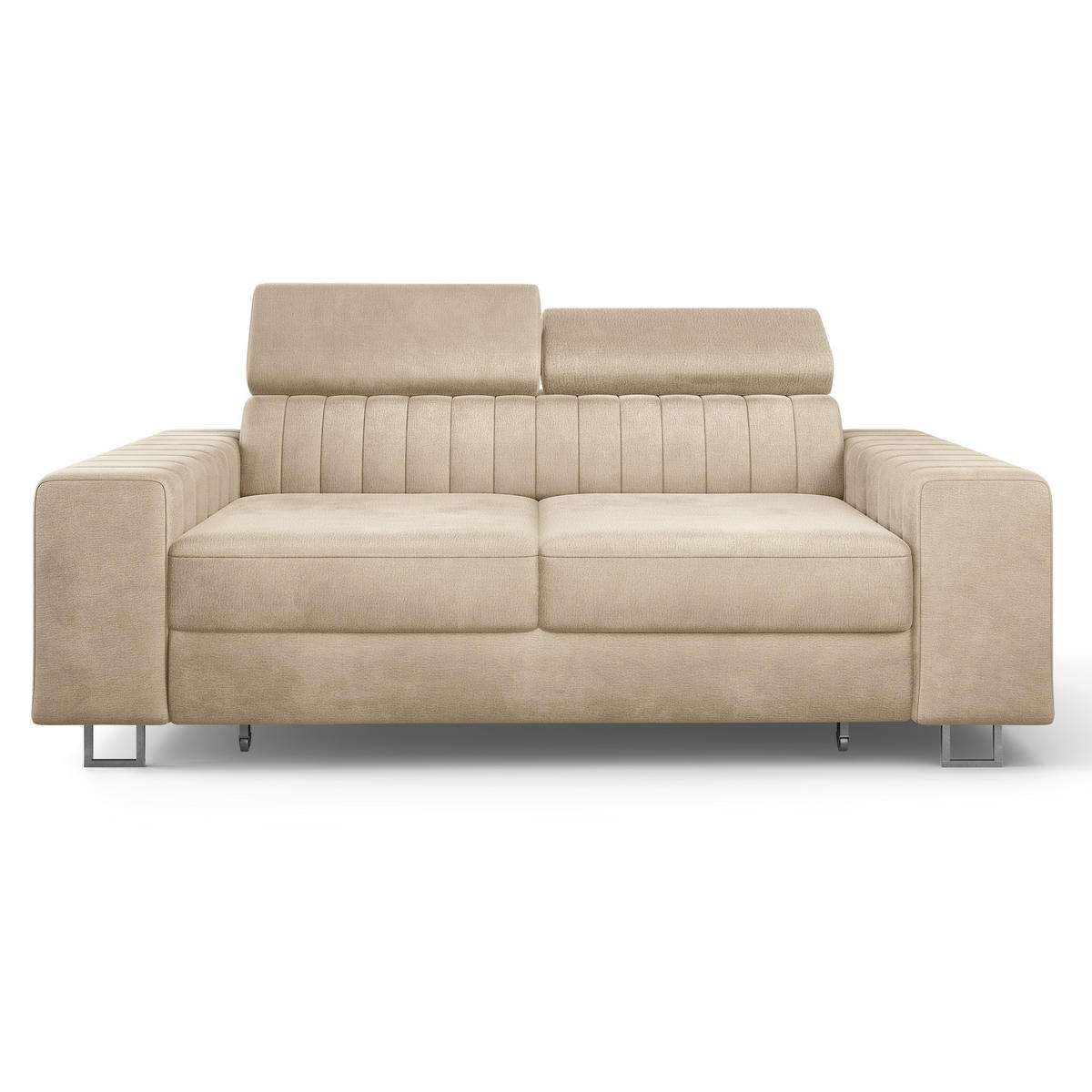 BETTSOFA SOLAN Creme Velours-Stoff mit Schlaffunktion - Creme, Holz/Textil (194/88/90cm) - MASSENO