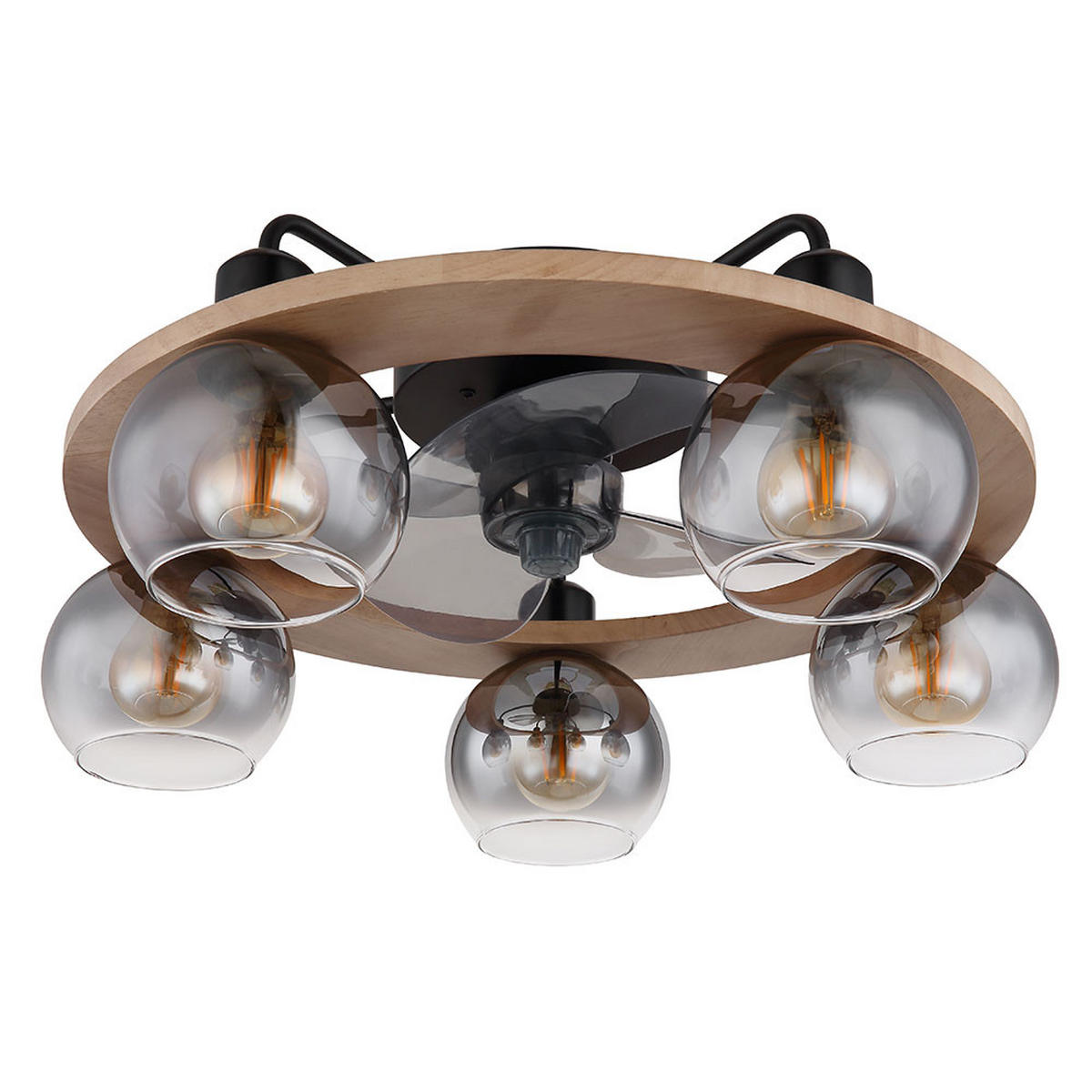 LED DECKENLEUCHTE NARINA Rauchglas Grau - Grau, Holz (55/55/21.5cm) - Globo Lighting