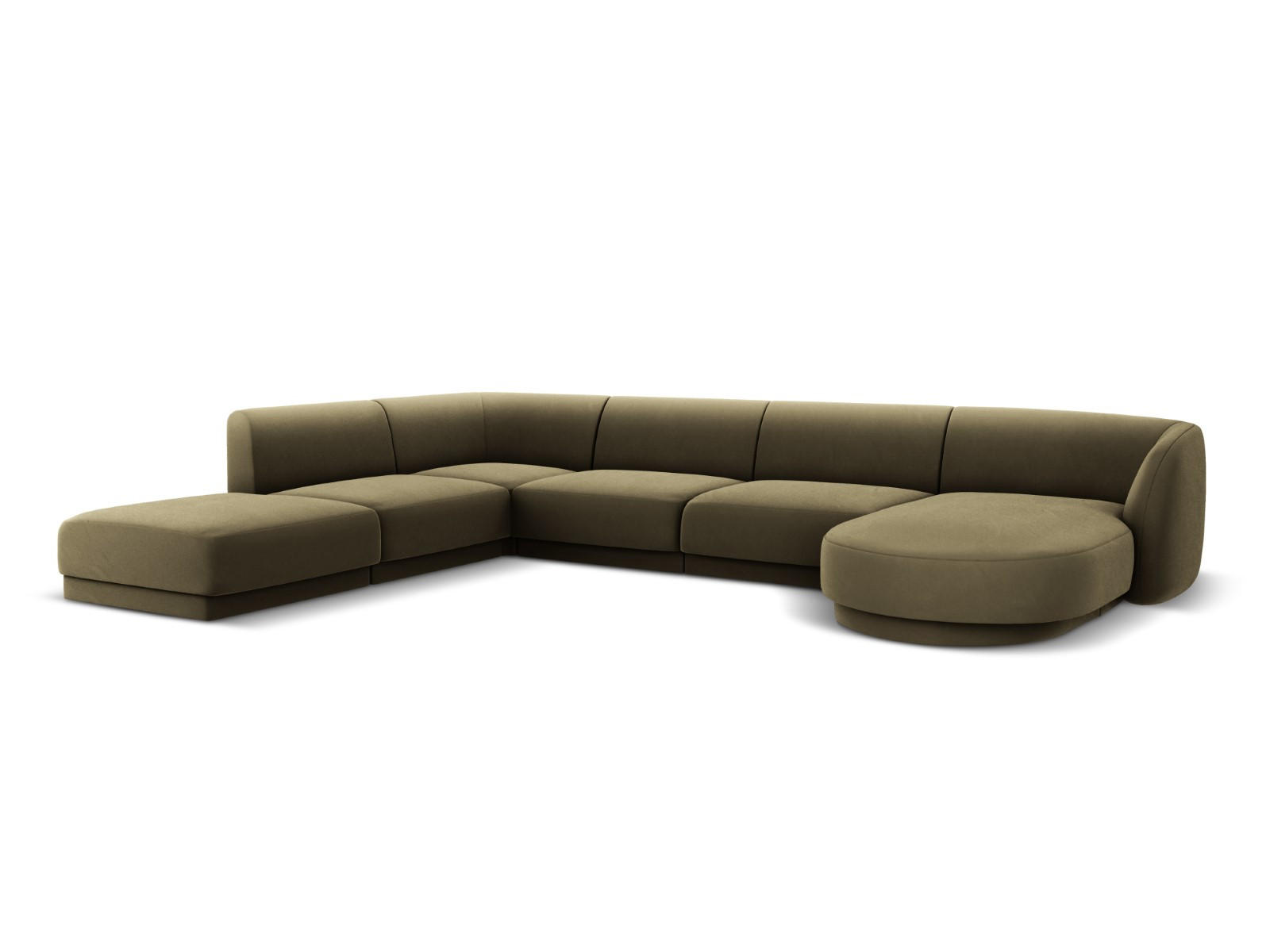 PANORAMASOFA links Miley aus Samt grün 6 Sitzplätze - Grün, Textil (255/70/330cm) - Micadoni