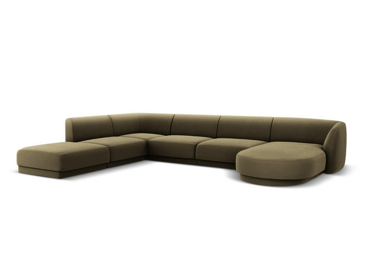 PANORAMASOFA links Miley aus Samt grün 6 Sitzplätze - Grün, Textil (255/70/330cm) - Micadoni