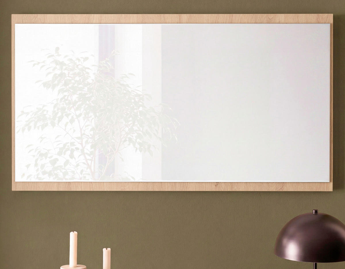GARDEROBENSPIEGEL Stone Eiche 105 x 58 cm, Wandspiegel rechteckig - Eichefarben, Glas/Holzwerkstoff (105/58/2cm) - Furn.Design