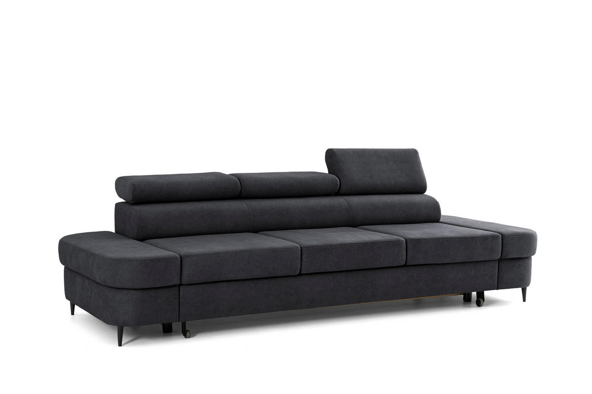 3-SITZER Sofa PRIAM mit Schlaffunktion 125x317 Velours Schwarz - Schwarz, Holz/Textil (278/95/102cm) - Muffo