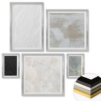 WANDBILDER 5er Set - 50x50 cm & 20x30 cm & 40x60 cm Silberner Rahmen - Steintexturen - Silberfarben, Kunststoff (40/60cm) - ArtPrintCave