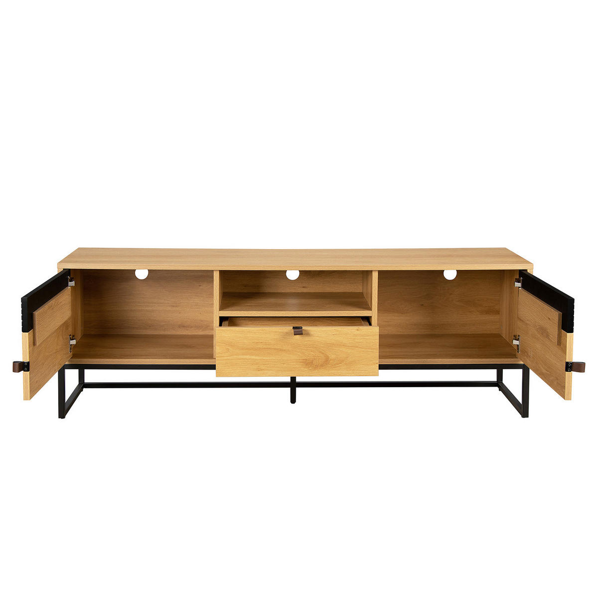 TV-LOWBOARD - Eichefarben/Schwarz, Holzwerkstoff/Kunststoff (160/55/40cm) - home24