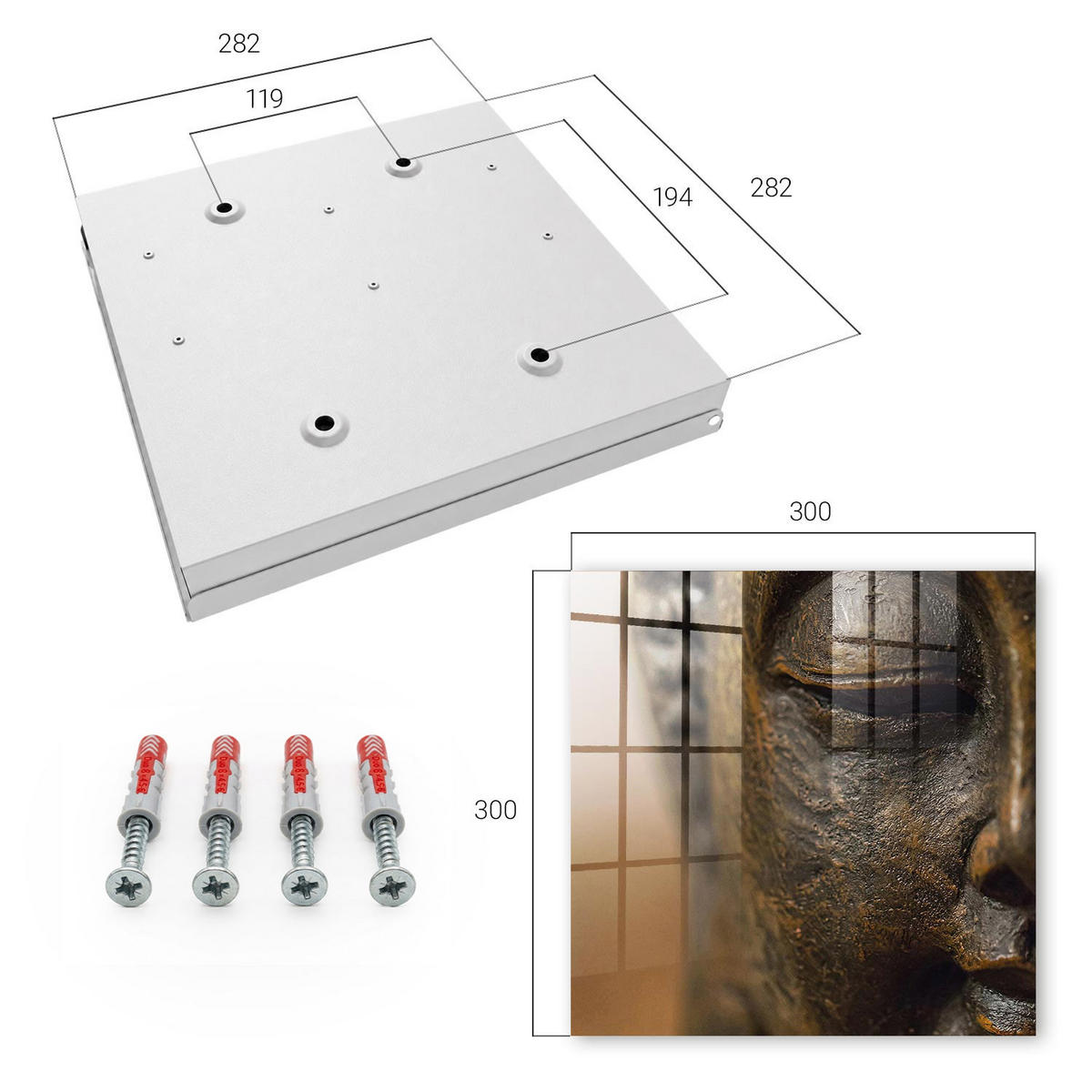 SCHLÜSSELBOX Weiß 30x30 cm – Türöffnung nach rechts - Stille Eleganz - Braun, Metall (30/30/5cm) - TULUP