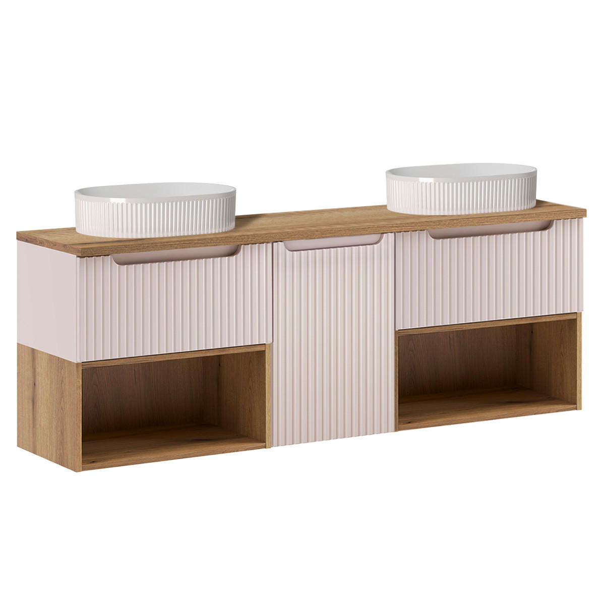 BADMÖBEL 160.4cm Riva 2er-Set Kaschmir - Beige, Holzwerkstoff (160.4/60/40cm) - Petits-meubles