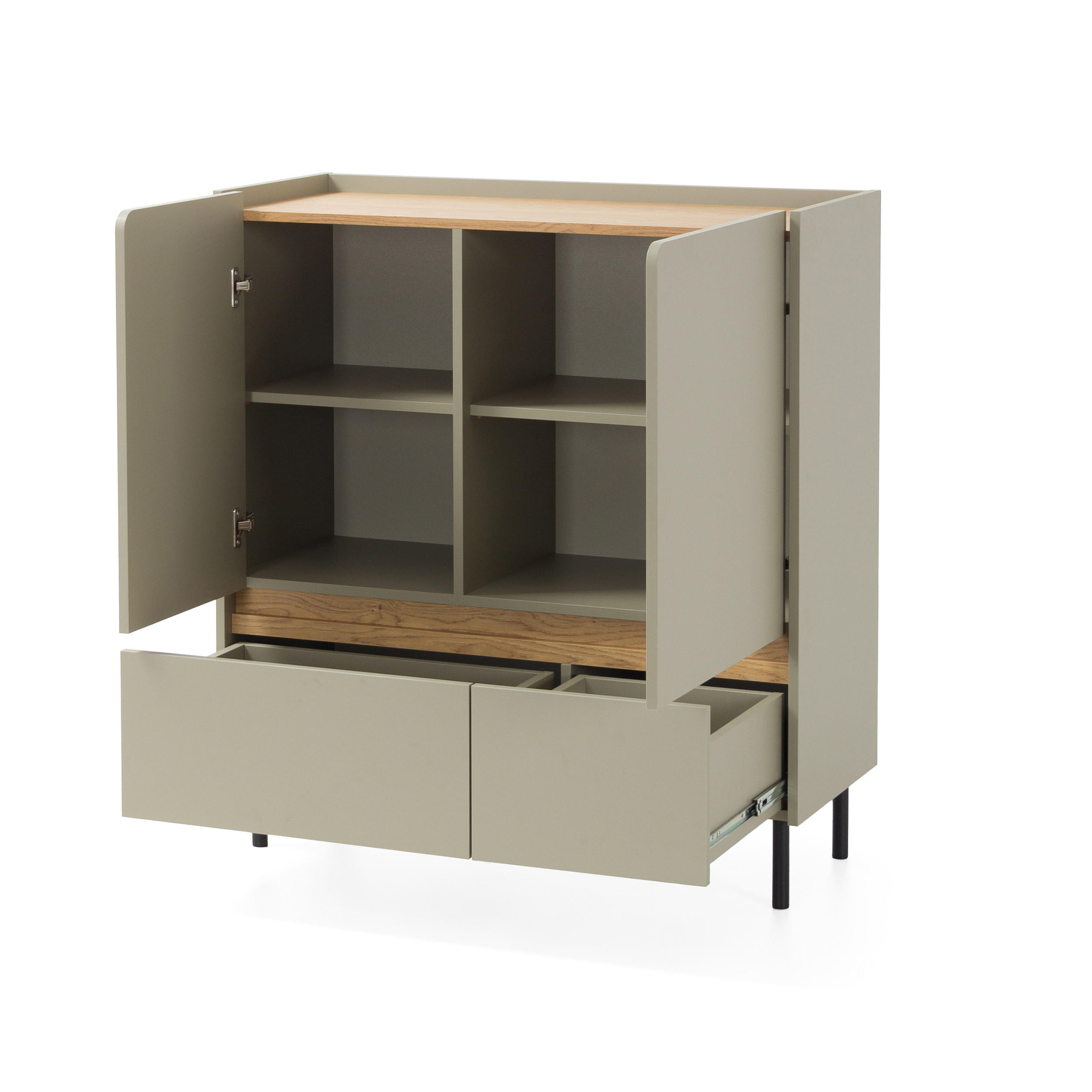KOMMODE Lico mit 2 Schubalden und 2 Türen, Beige Sand - Beige, Holzwerkstoff (95/105/40cm) - Beautysofa