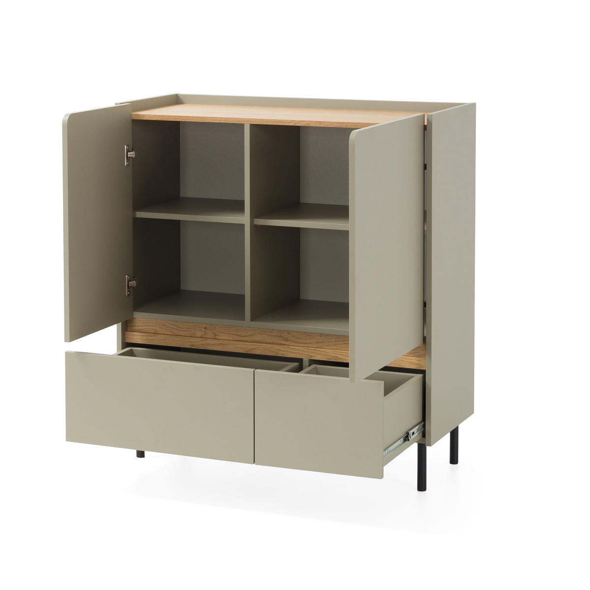 KOMMODE Lico mit 2 Schubalden und 2 Türen, Beige Sand - Beige, Holzwerkstoff (95/105/40cm) - Beautysofa