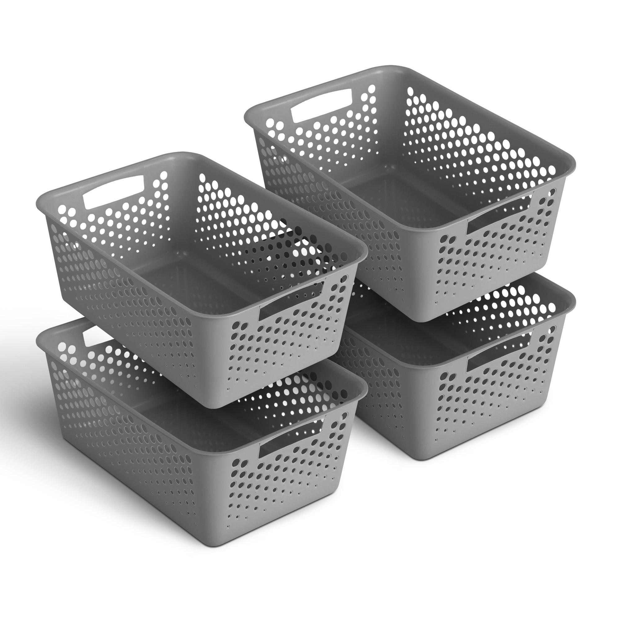 AUFBEWAHRUNGSKORB Anthrazit 37x26x17 cm - 4er Pack - Anthrazit, Kunststoff (26/17/37cm) - ProHome