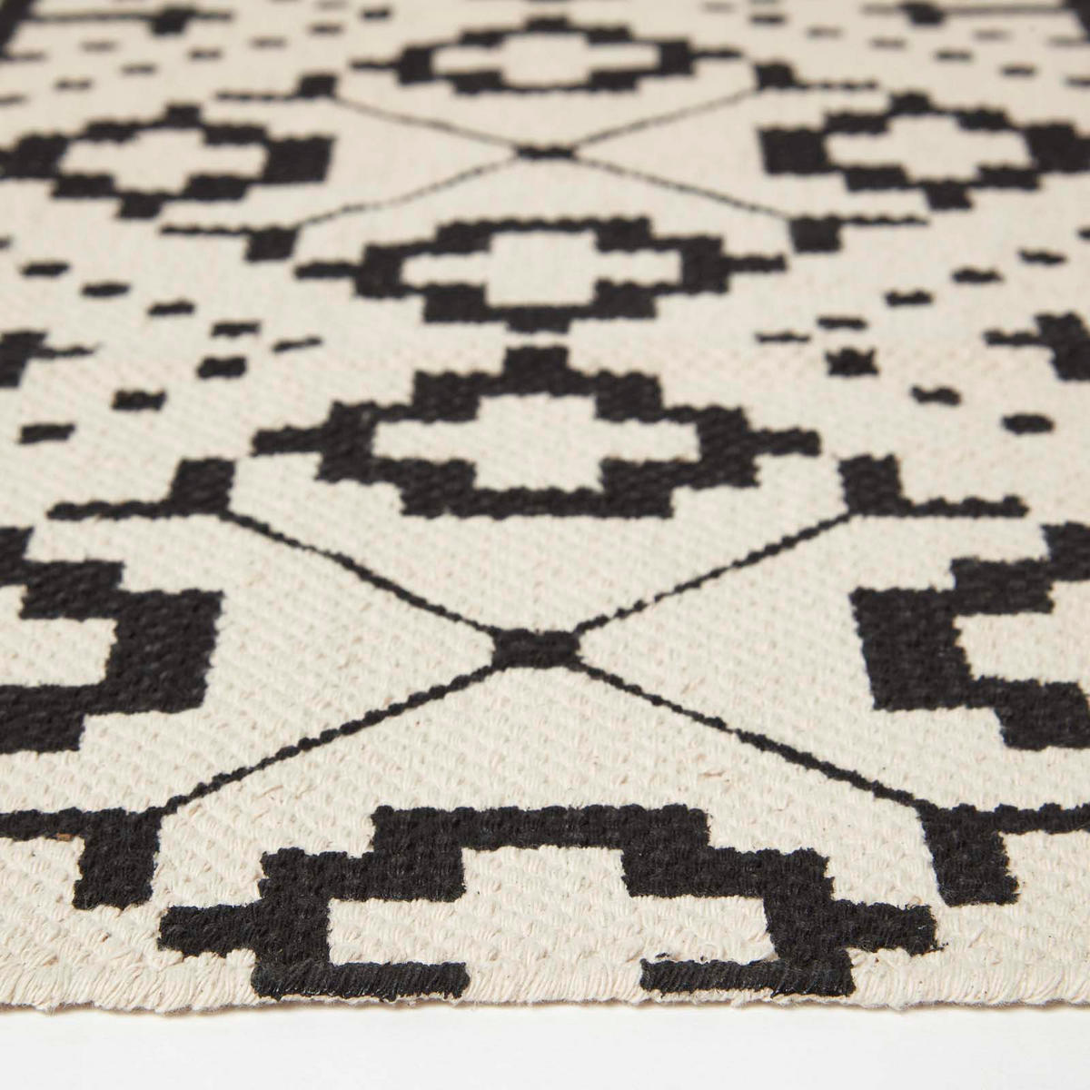 TEPPICHLÄUFER Reva Baumwolle gemustert 66/200 cm - Schwarz, Textil (66/200cm) - Homescapes