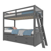 ETAGENBETT 90/200 cm aus Kiefer und MDF mit Ausziehbett und 3 Schubladen Grau - Grau, Holz (90/200cm) - Modenvie