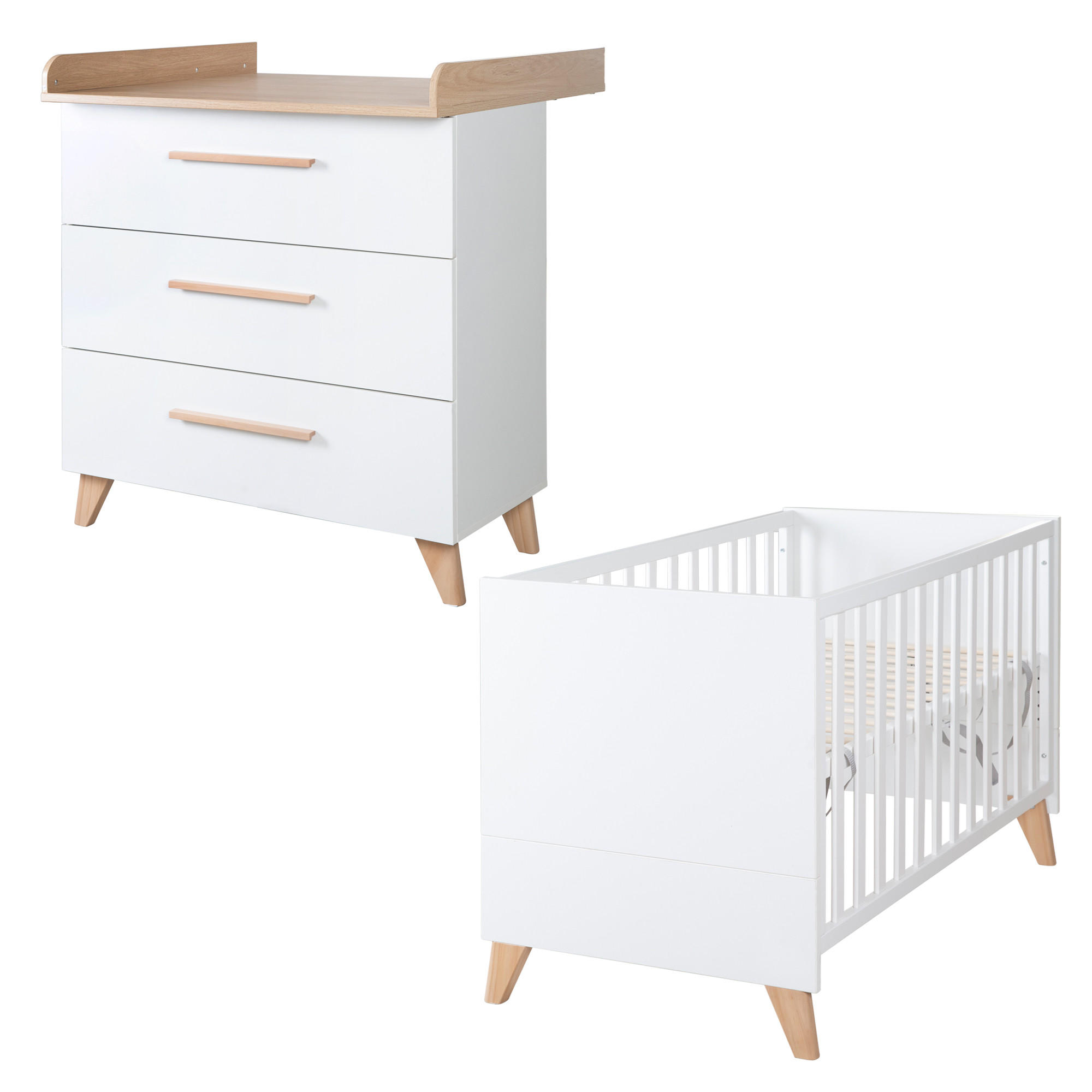 BABYMÖBEL SET Leon 2-teilig - Honigeiche/Weiß, Holz/Holzwerkstoff (100/98.5/52cm) - Roba