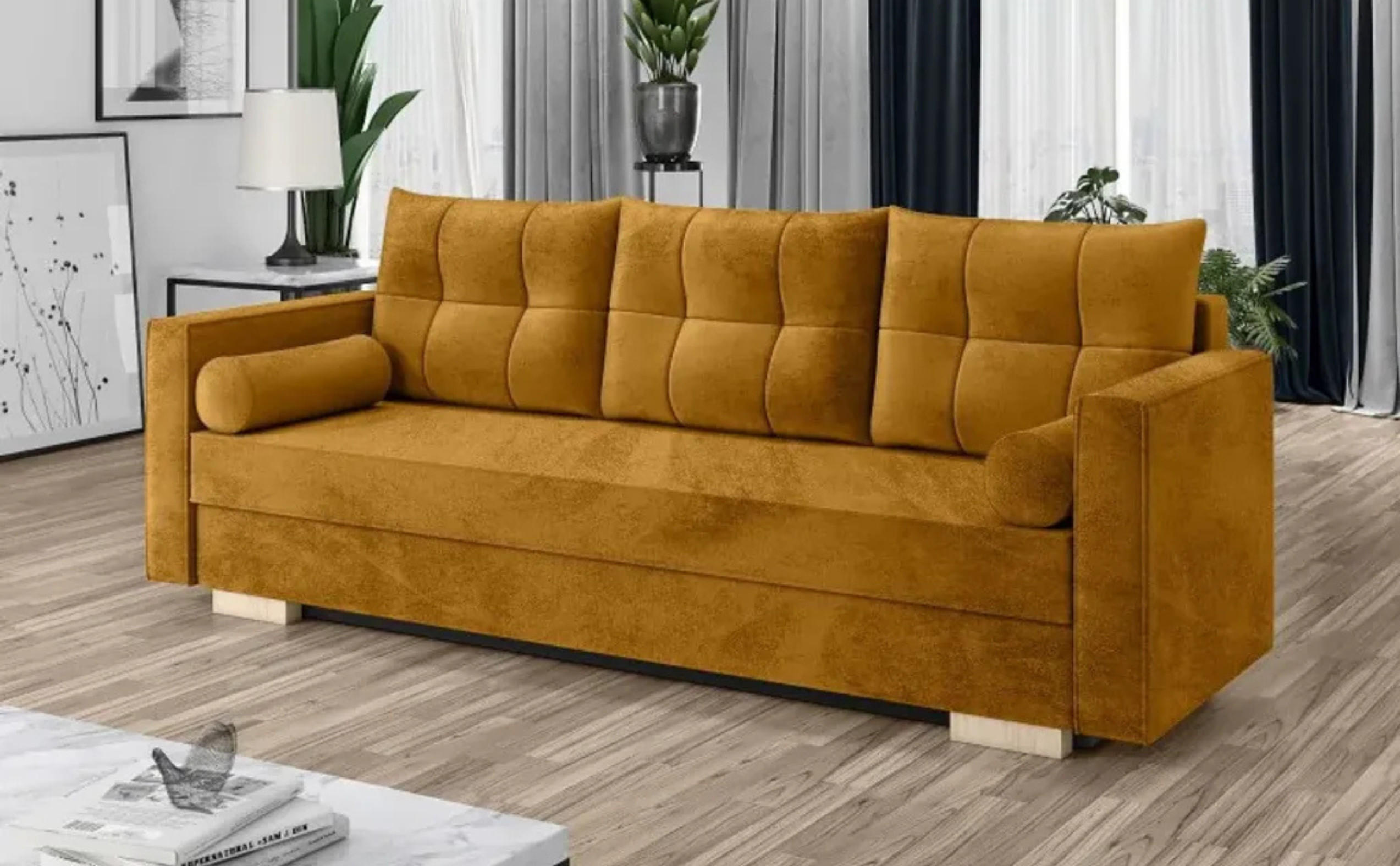 SCHLAFSOFA KAYA Sofa mit Schlaffunktion und Bettkasten, Frabe: Braun, Veloursstoff - Braun, Textil (217/92/85cm) - Sepro Meble