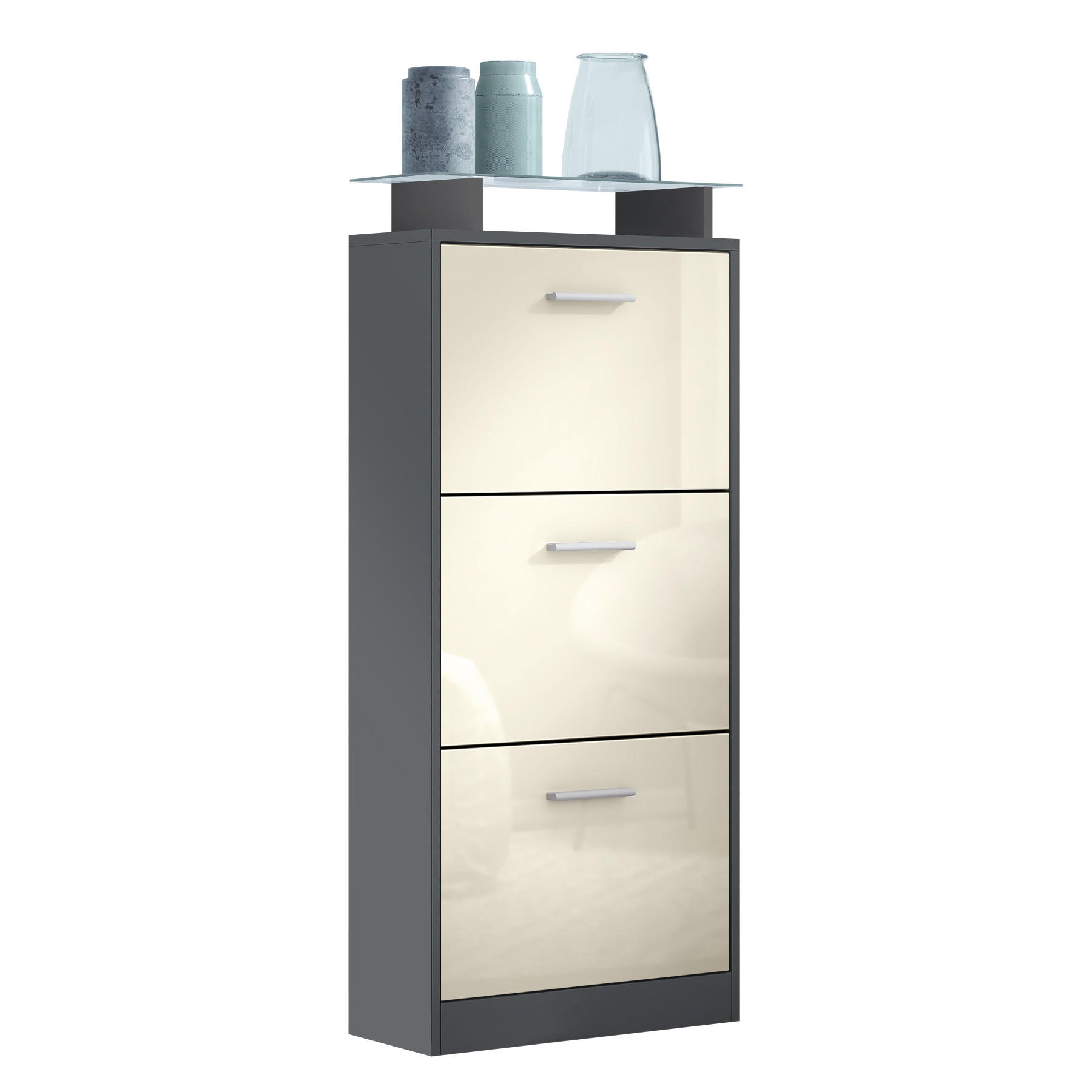 Vladon Schuhschrank Creme 46x128x23 cm