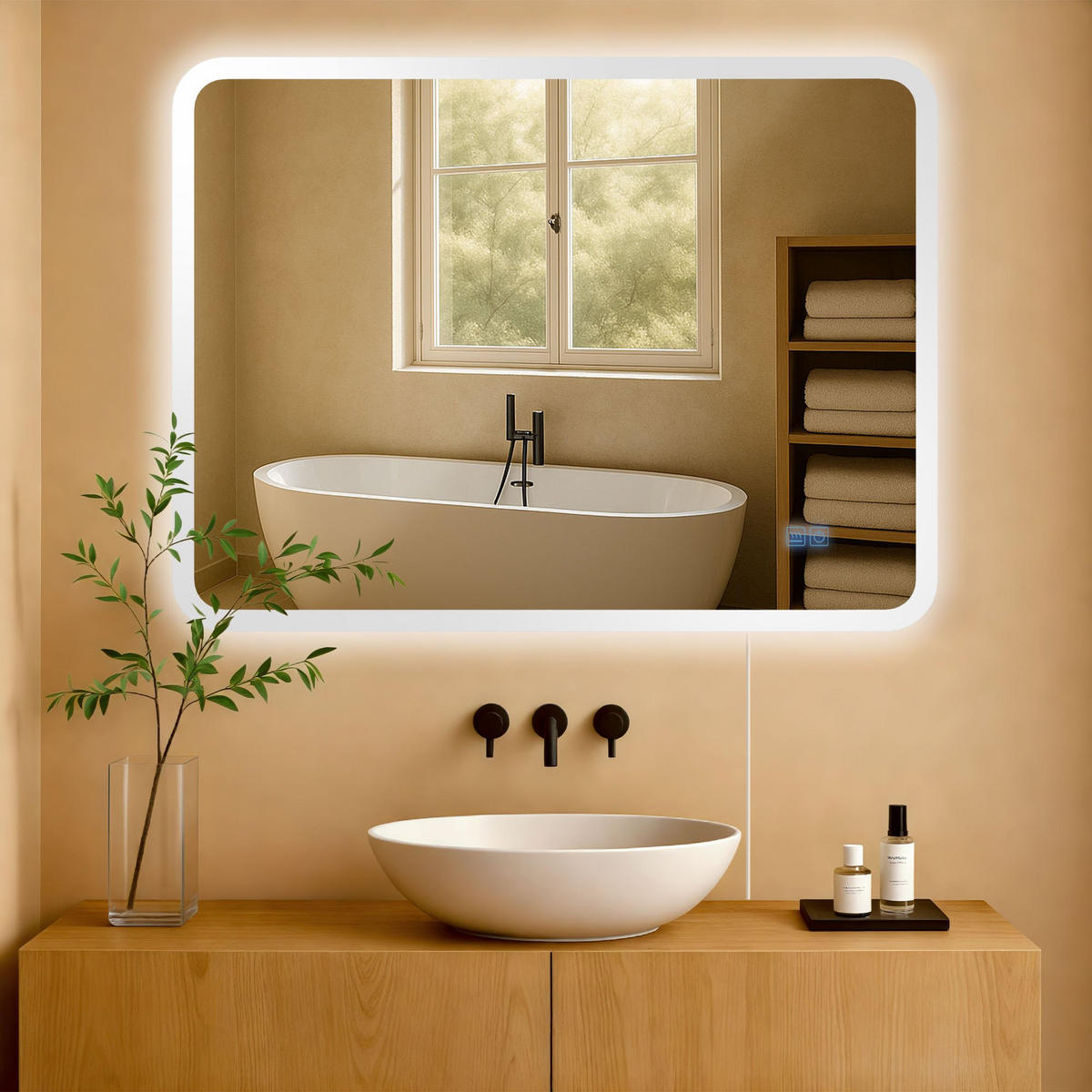 BADSPIEGEL Wien 60x80 ohne Bluetooth 80x3,5x60cm Glas Klarglas Badezimmerspiegel - Klar, Glas (80/60/3.5cm) - DELUKE