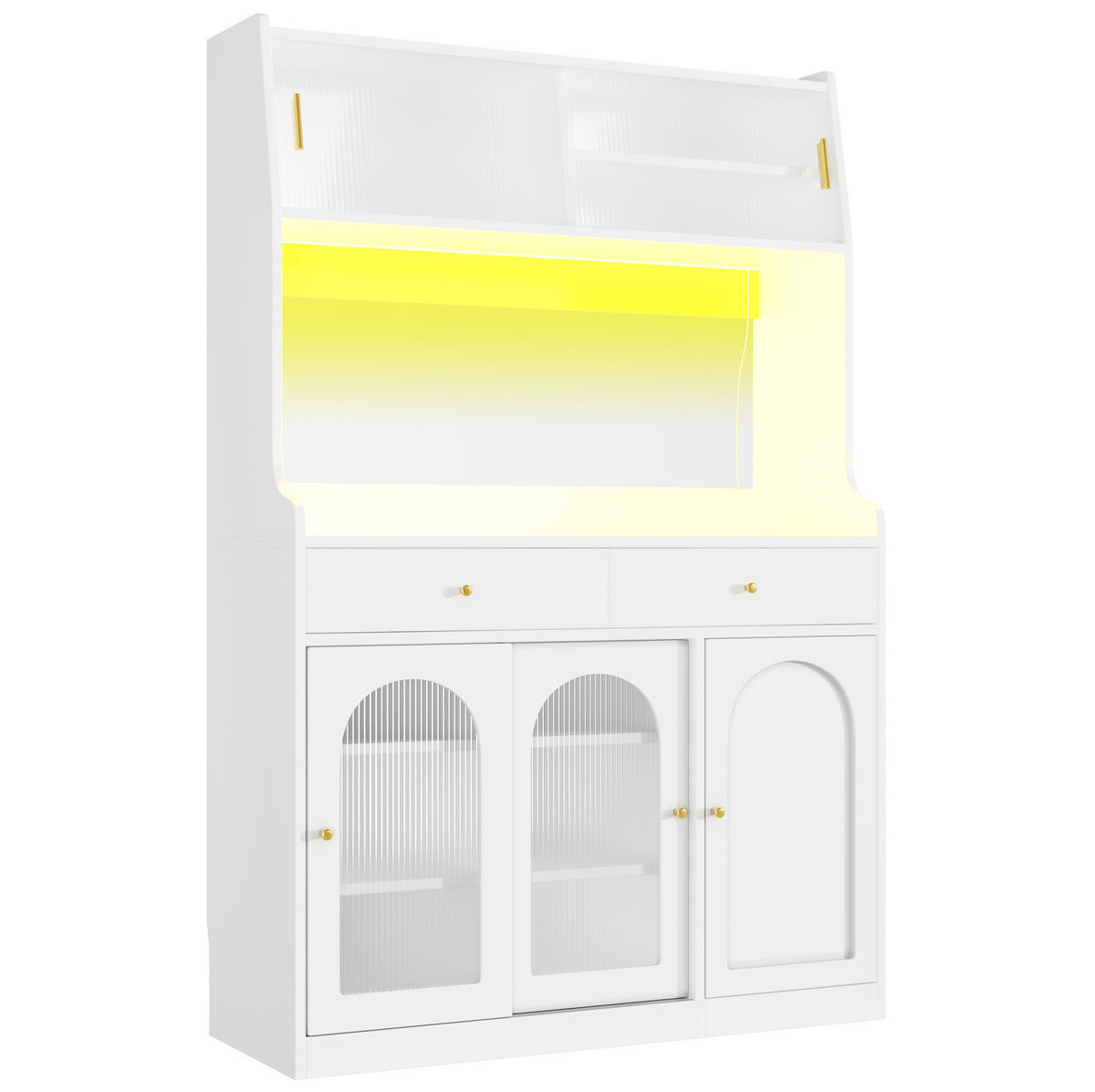 ANRICHTE Hochschrank 120/40/180 cm aus MDF und Holzwerkstoff mit LED-Beleuchtung Weiß - Weiß, Holzwerkstoff (120/180/40cm) - Modenvie