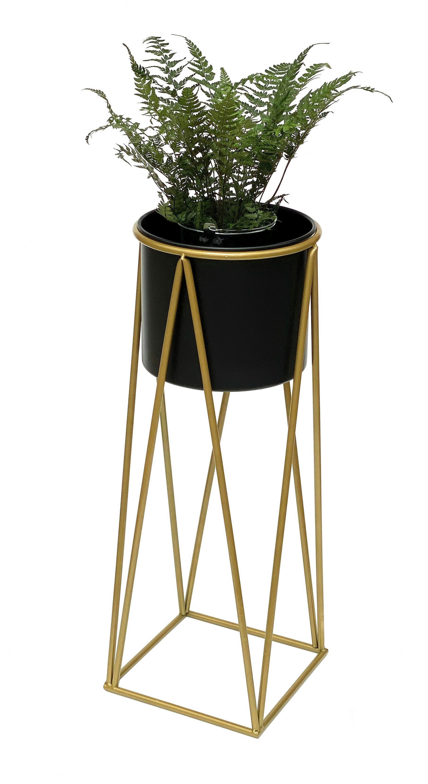 BLUMENHOCKER mit Topf Metall 70 cm 96046 L - Schwarz, Metall (26/70/26cm) - DanDiBo